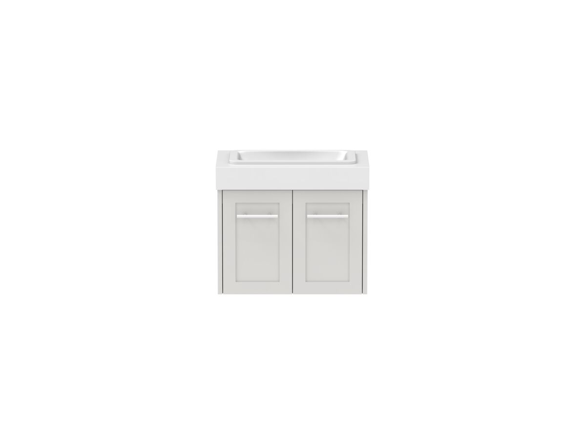 reece Kado Lux Ensuite All Door 600mm Wall Hung Vanity Centre Basin 90mm Caesarstone Mineral Top