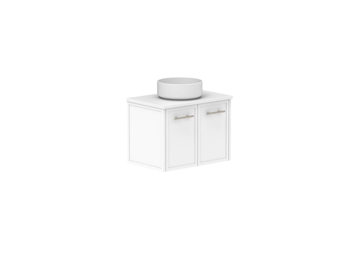 Reece Kado Lux Ensuite All Door 600mm Wall Hung Vanity Centre Basin 20mm Caesarstone Mineral Top