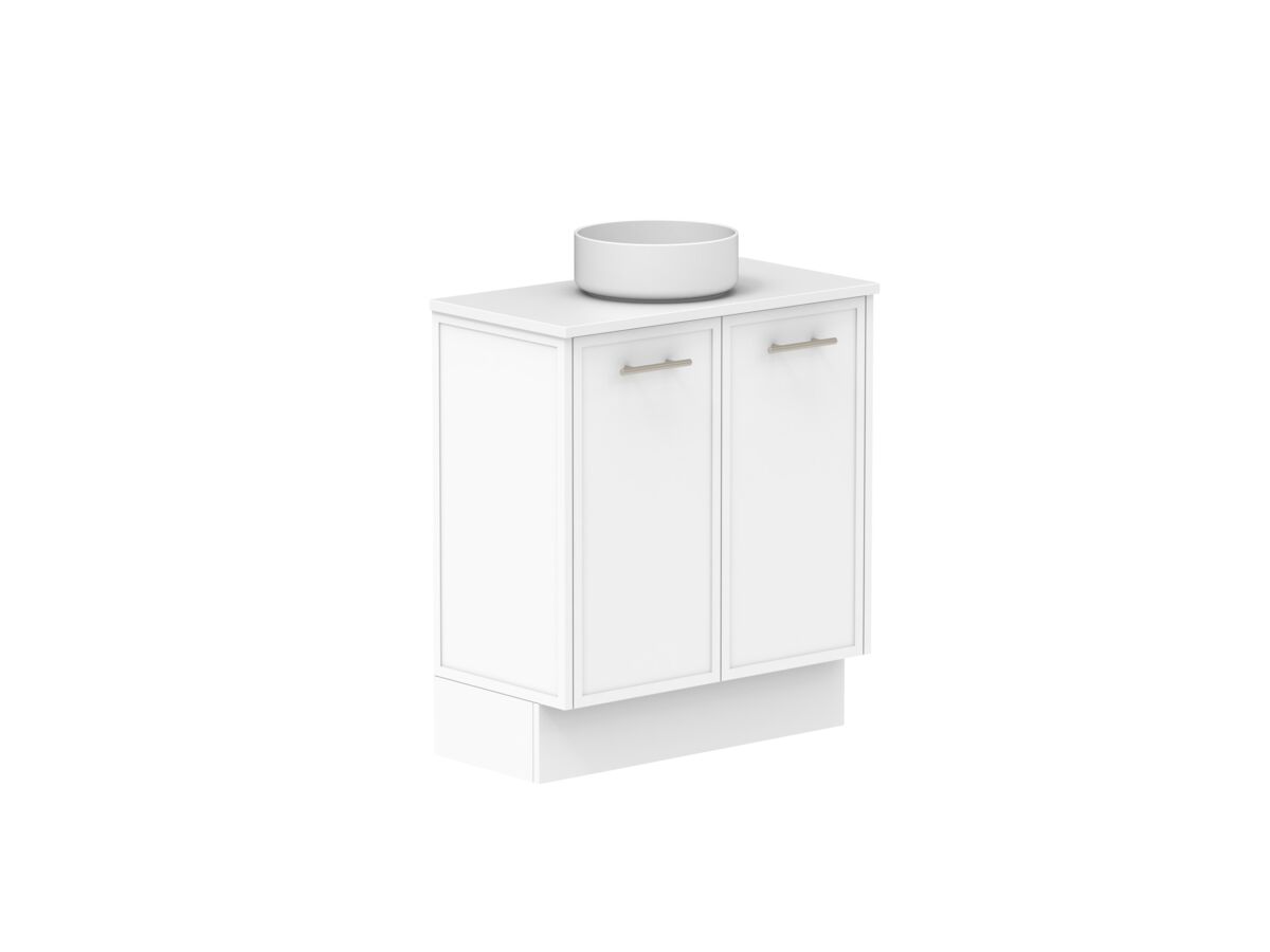 Reece Kado Lux Ensuite All Door 750mm Floor Mounted Vanity Centre Basin 20mm Caesarstone Mineral Top