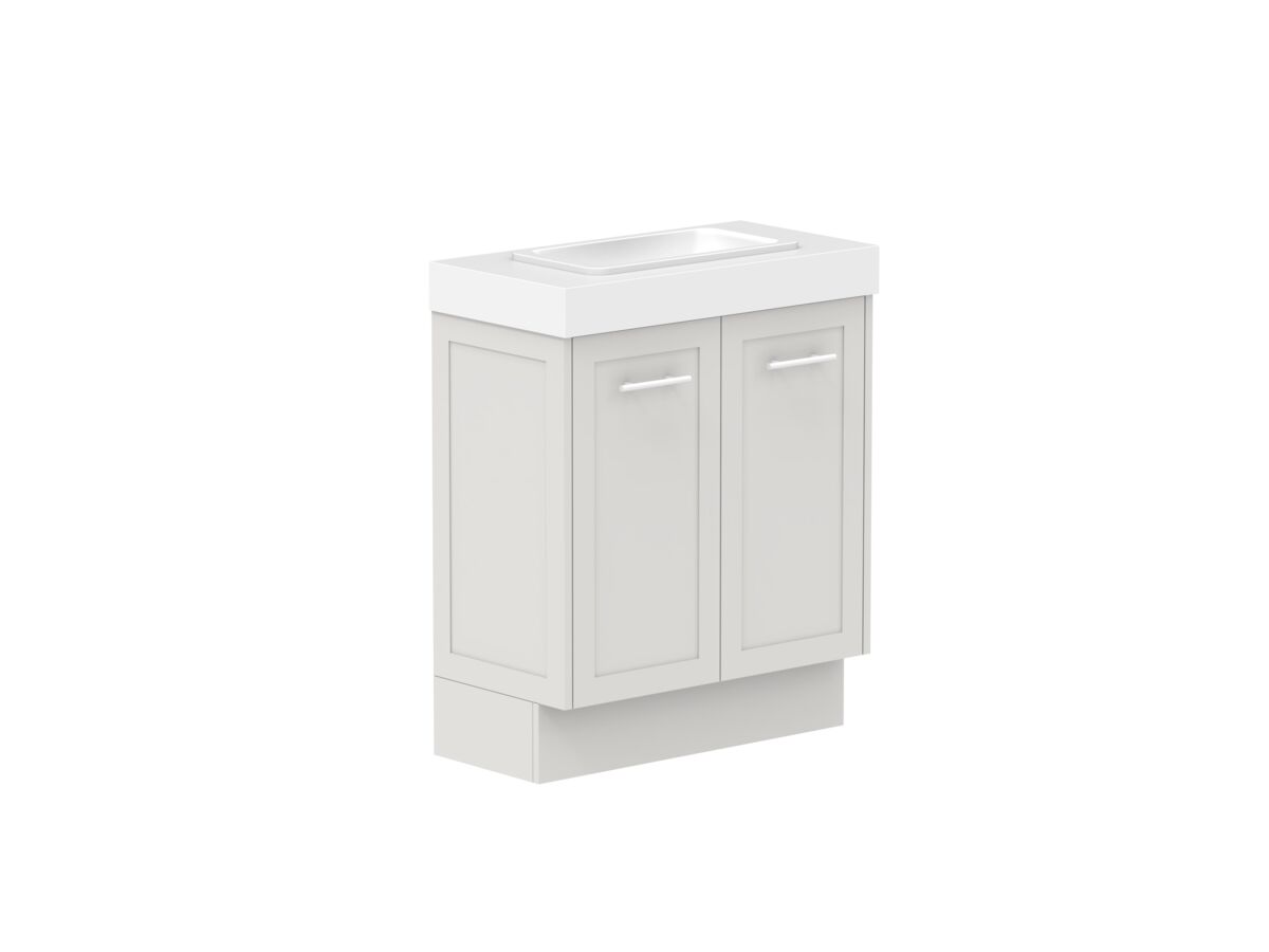 Reece Kado Lux Ensuite All Door 750mm Floor Mounted Vanity Centre Basin 90mm Caesarstone Mineral Top