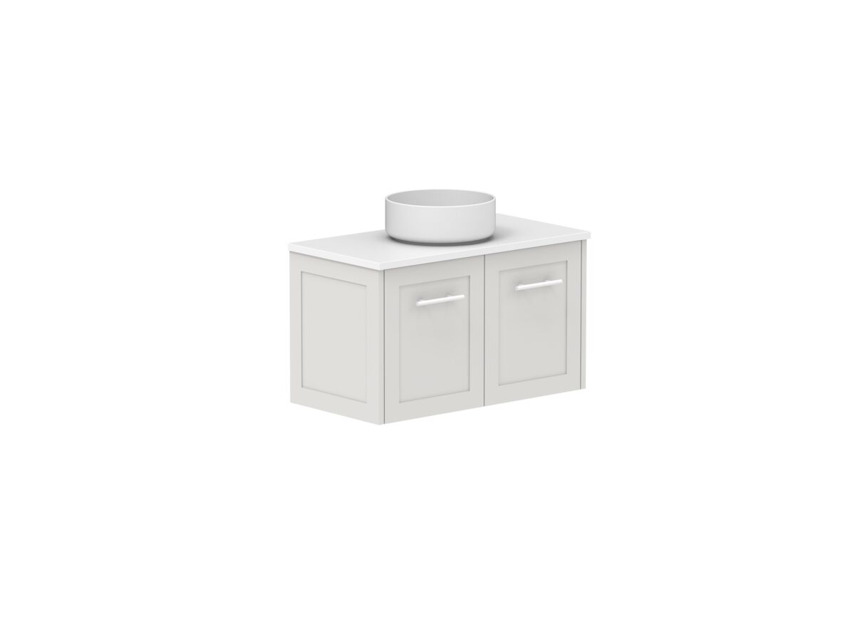 Reece Kado Lux Ensuite All Door 750mm Wall Hung Vanity Centre Basin 20mm Cherry Pie Top