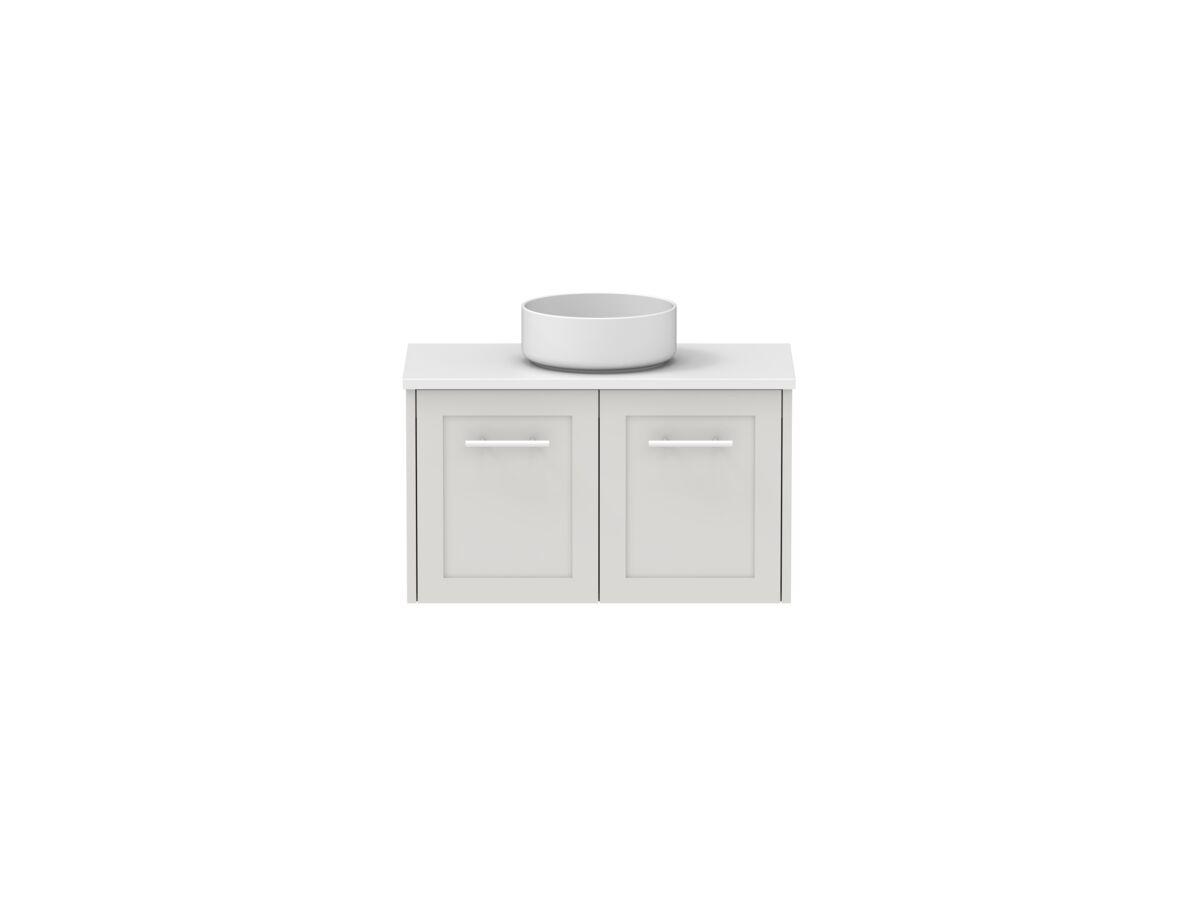 reece Kado Lux Ensuite All Door 750mm Wall Hung Vanity Centre Basin 20mm Caesarstone Mineral Top