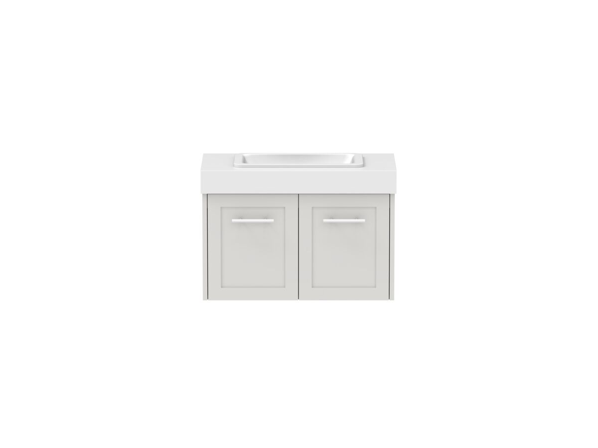 reece Kado Lux Ensuite All Door 750mm Wall Hung Vanity Centre Basin 90mm Cherry Pie Top