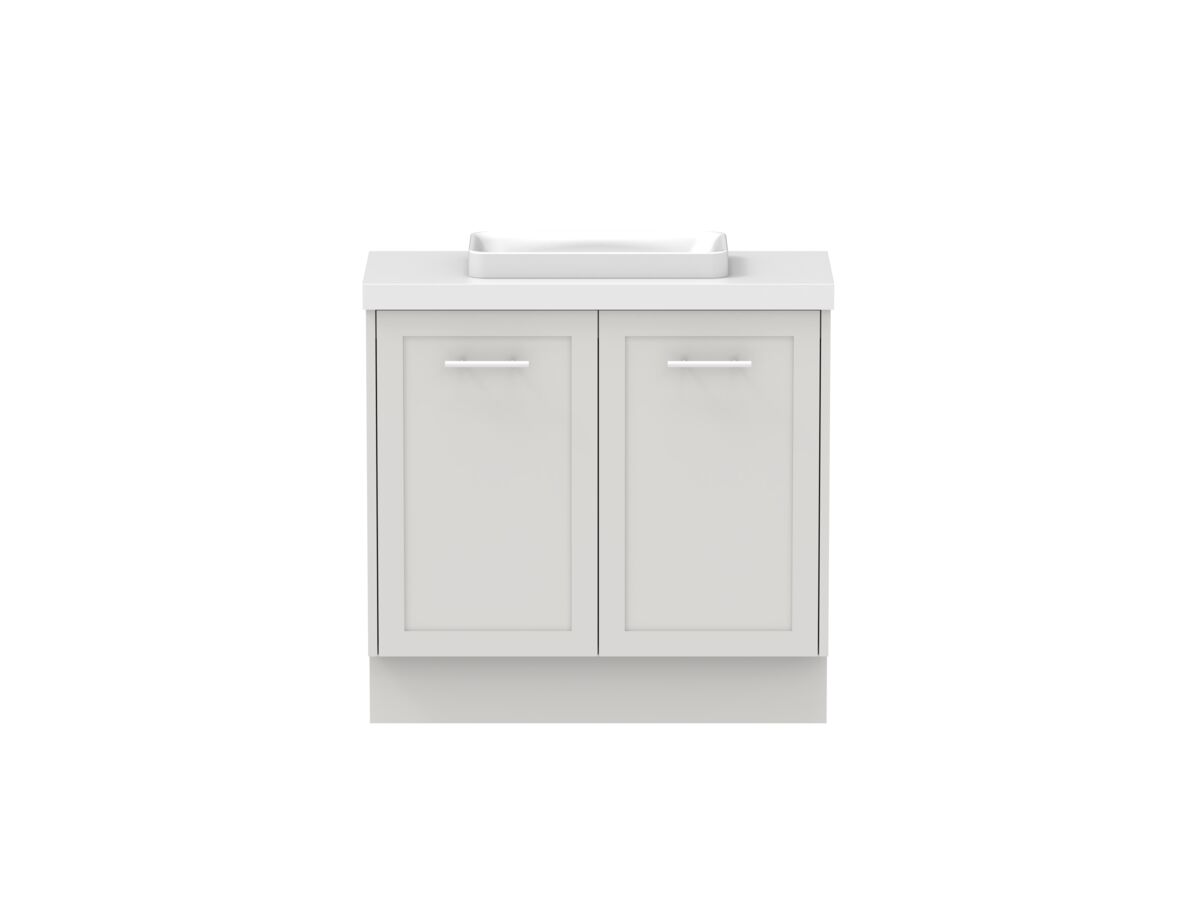 reece Kado Lux Ensuite All Door 900mm Floor Mounted Vanity Centre Basin 50mm Cherry Pie Top