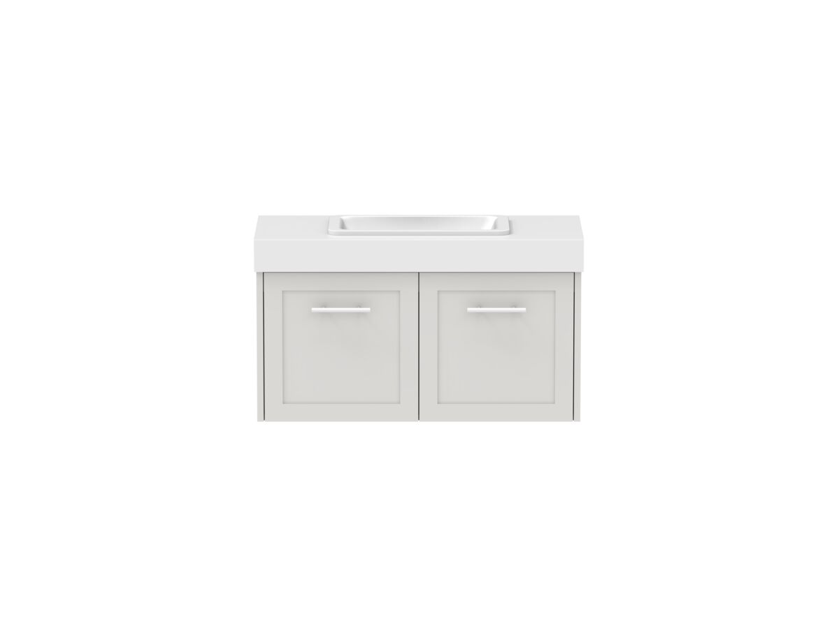 reece Kado Lux Ensuite All Door 900mm Wall Hung Vanity Centre Basin 90mm Cherry Pie Top