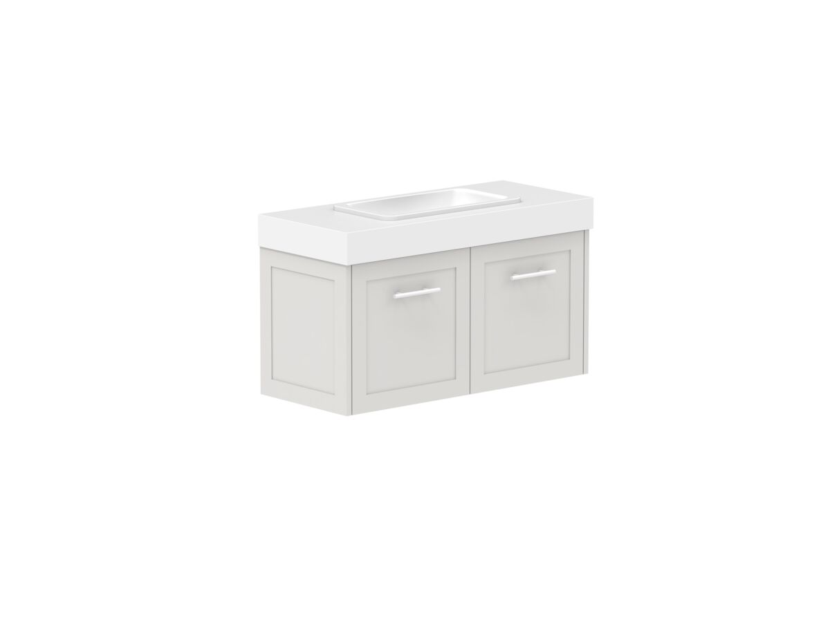 Reece Kado Lux Ensuite All Door 900mm Wall Hung Vanity Centre Basin 90mm Cherry Pie Top