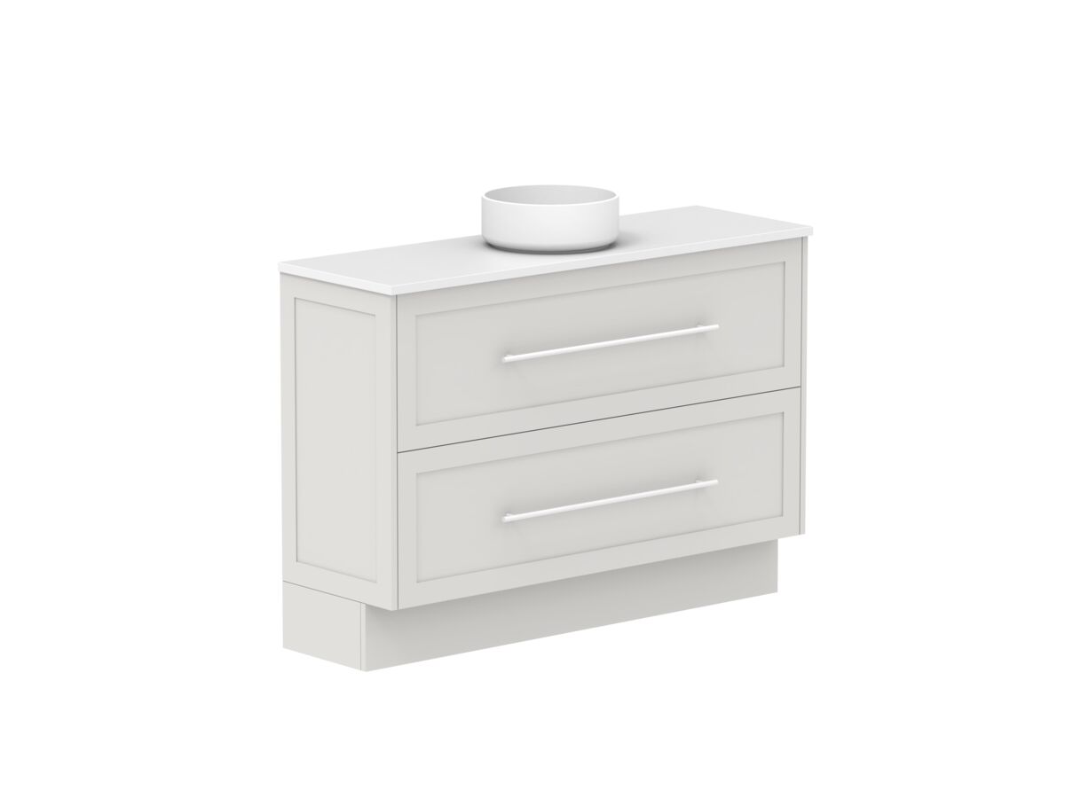 Reece Kado Lux Ensuite All Drawer Twin 1200mm Floor Mounted Vanity Centre Basin 20mm Cherry Pie Top