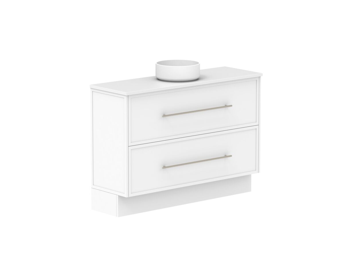 Reece Kado Lux Ensuite All Drawer Twin 1200mm Floor Mounted Vanity Centre Basin 20mm Cherry Pie Top