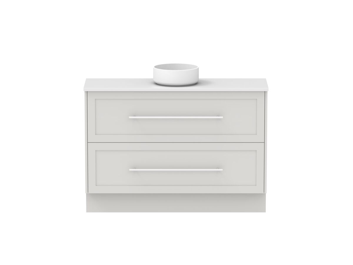 reece Kado Lux Ensuite All Drawer Twin 1200mm Floor Mounted Vanity Centre Basin 20mm Cherry Pie Top
