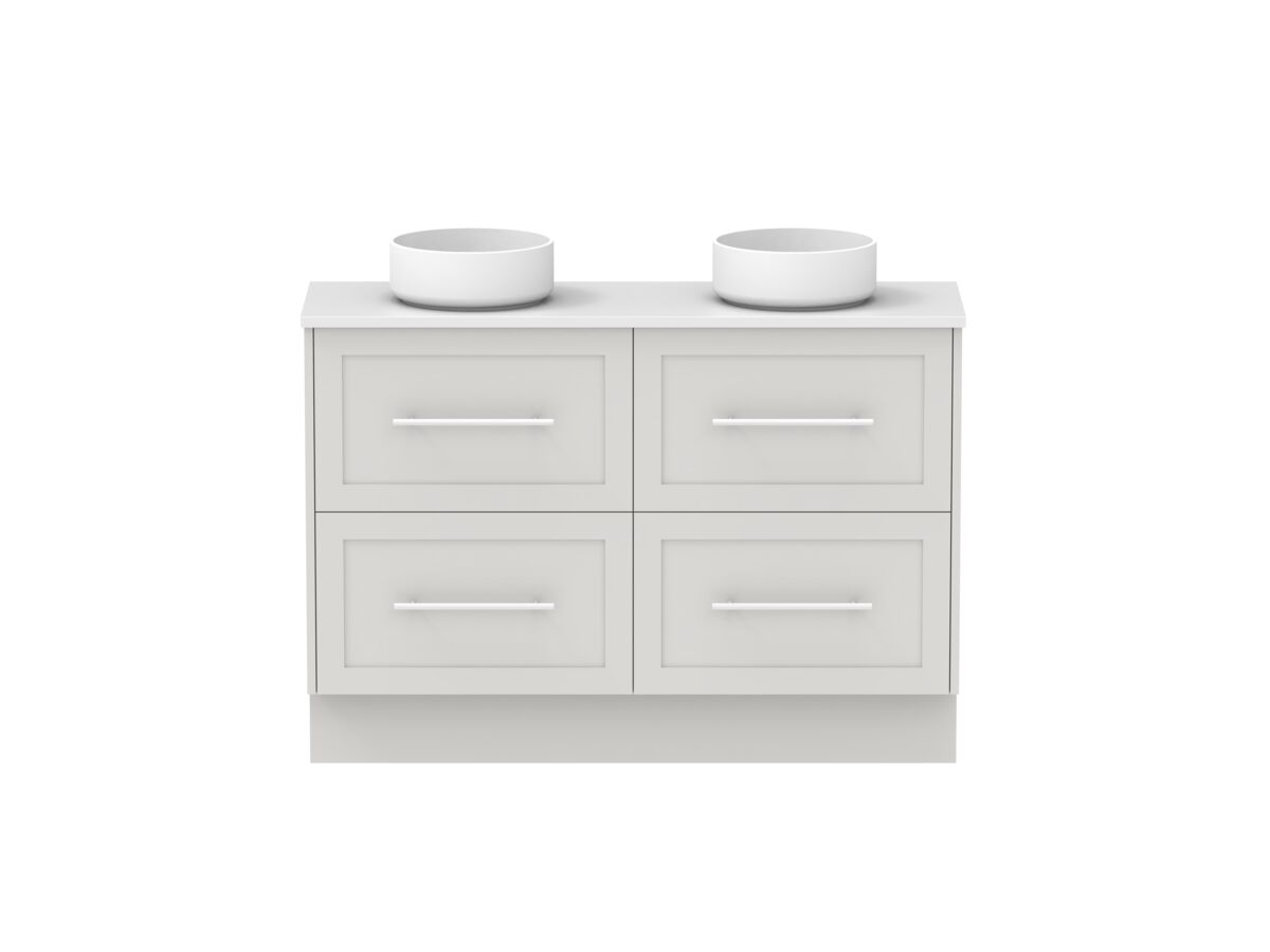 reece Kado Lux Ensuite All Drawer Twin 1200mm Floor Mounted Vanity Double Basin 20mm Cherry Pie Top
