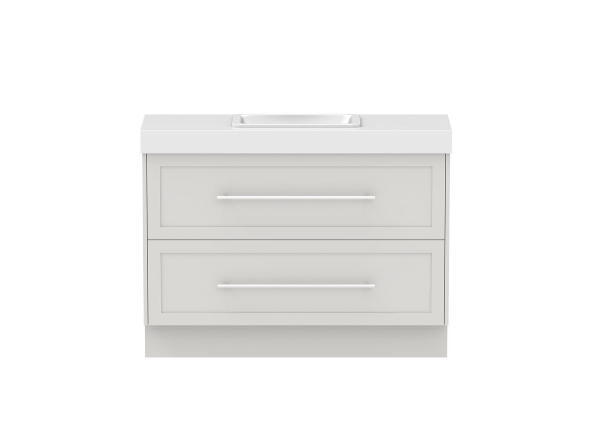 reece Kado Lux Ensuite All Drawer Twin 1200mm Floor Mounted Vanity Centre Basin 90mm Cherry Pie Top