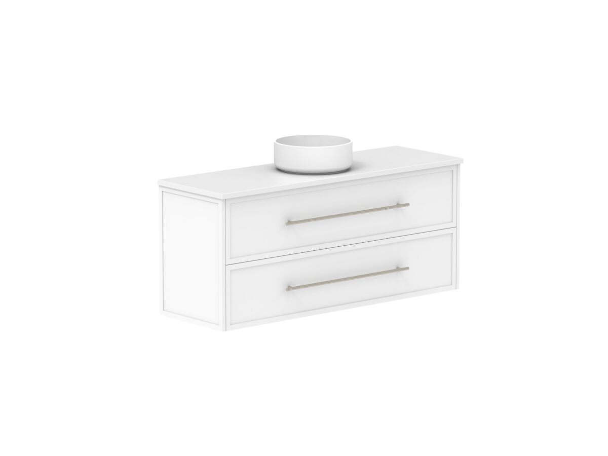Reece Kado Lux Ensuite All Drawer Twin 1200mm Wall Hung Vanity Centre Basin 20mm Cherry Pie Top
