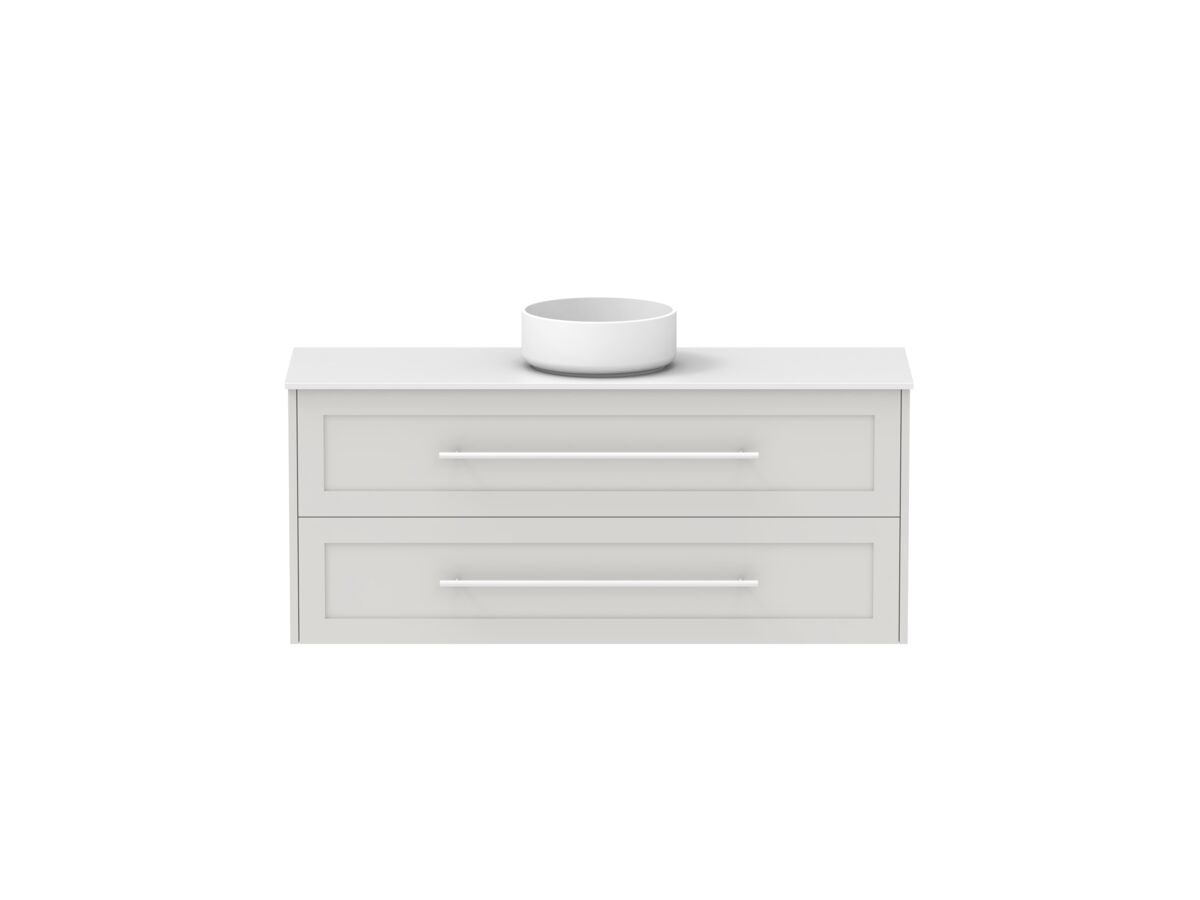 reece Kado Lux Ensuite All Drawer Twin 1200mm Wall Hung Vanity Centre Basin 12mm Durasein Top