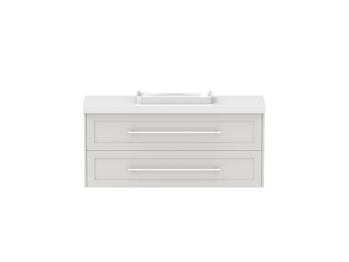 reece Kado Lux Ensuite All Drawer Twin 1200mm Wall Hung Vanity Centre Basin 50mm Cherry Pie Top