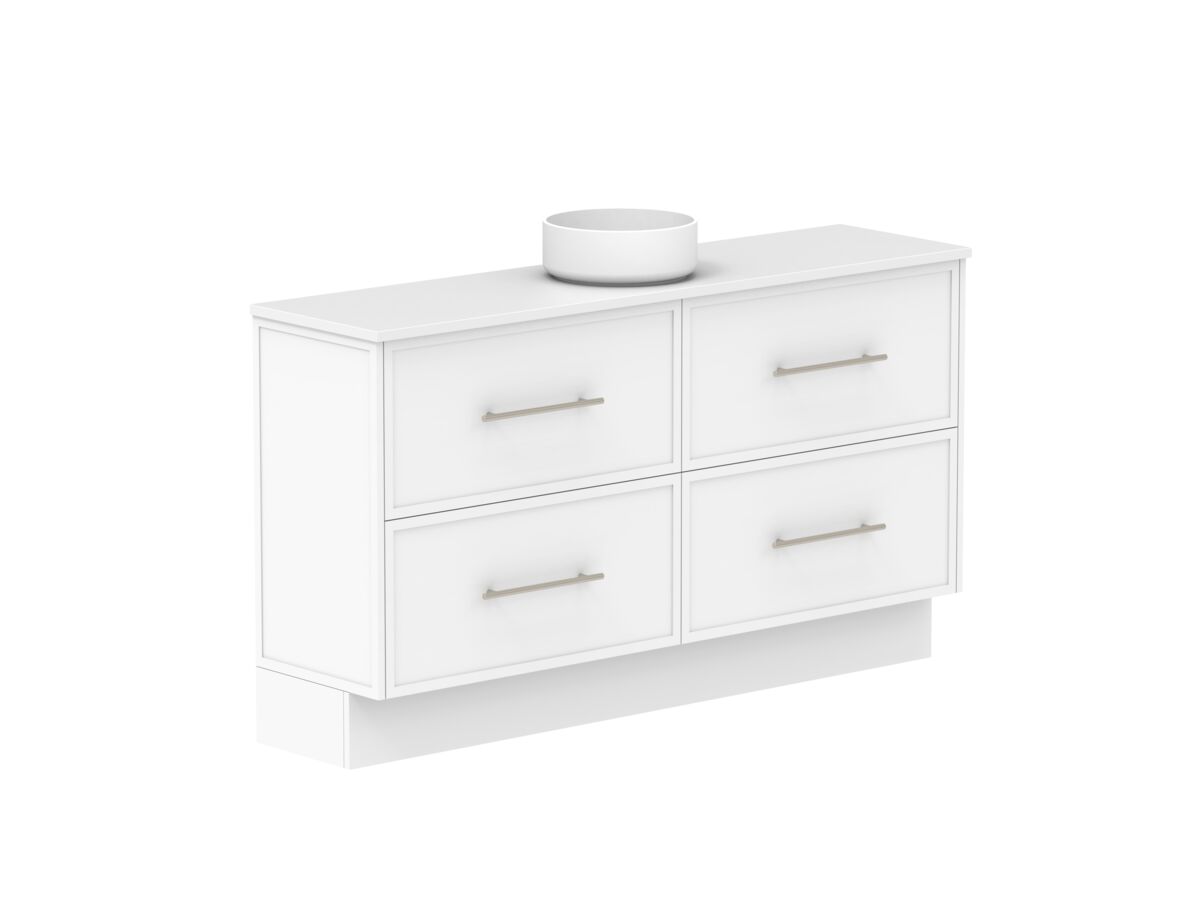 Reece Kado Lux Ensuite All Drawer Twin 1500mm Floor Mounted Vanity Centre Basin 20mm Cherry Pie Top