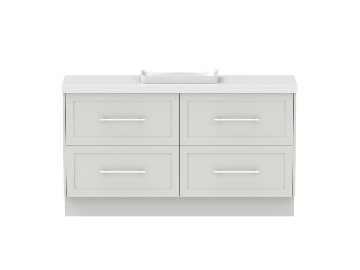 reece Kado Lux Ensuite All Drawer Twin 1500mm Floor Mounted Vanity Centre Basin 50mm Cherry Pie Top