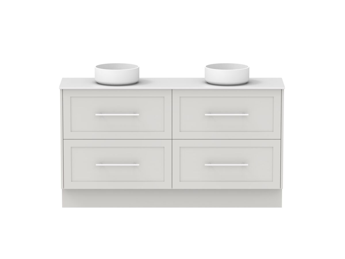 reece Kado Lux Ensuite All Drawer Twin 1500mm Floor Mounted Vanity Double Basin 12mm Durasein Top