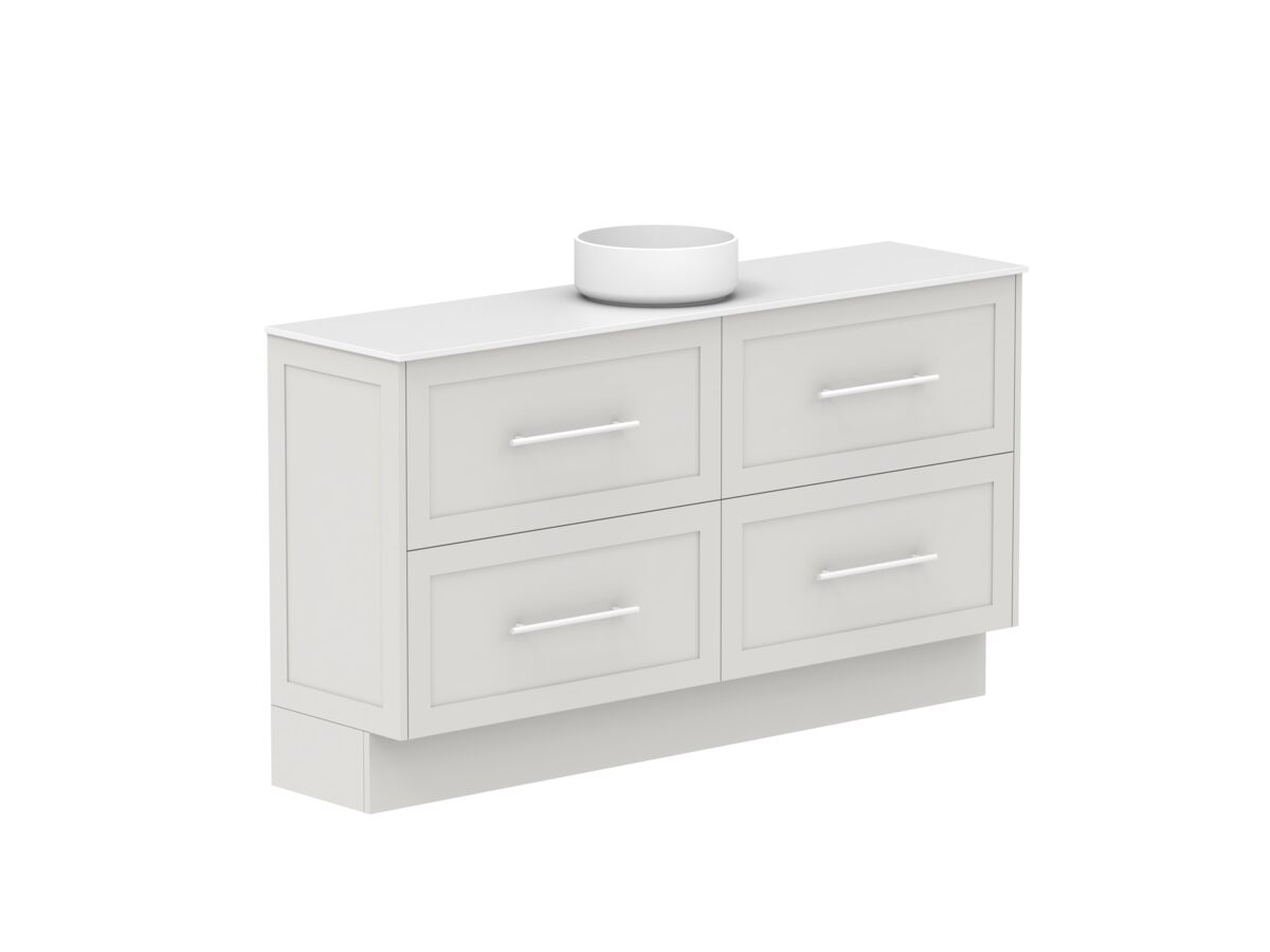 Reece Kado Lux Ensuite All Drawer Twin 1500mm Floor Mounted Vanity Centre Basin 12mm Durasein Top