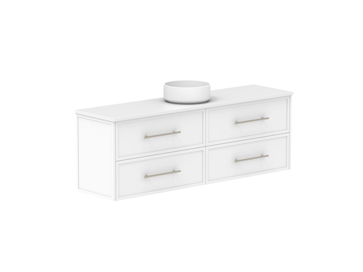 Reece Kado Lux Ensuite All Drawer Twin 1500mm Wall Hung Vanity Centre Basin 20mm Cherry Pie Top