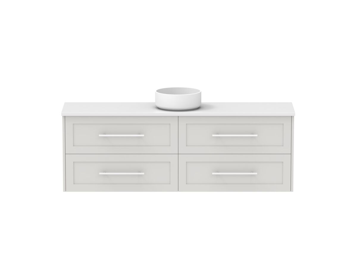 reece Kado Lux Ensuite All Drawer Twin 1500mm Wall Hung Vanity Centre Basin 20mm Cherry Pie Top