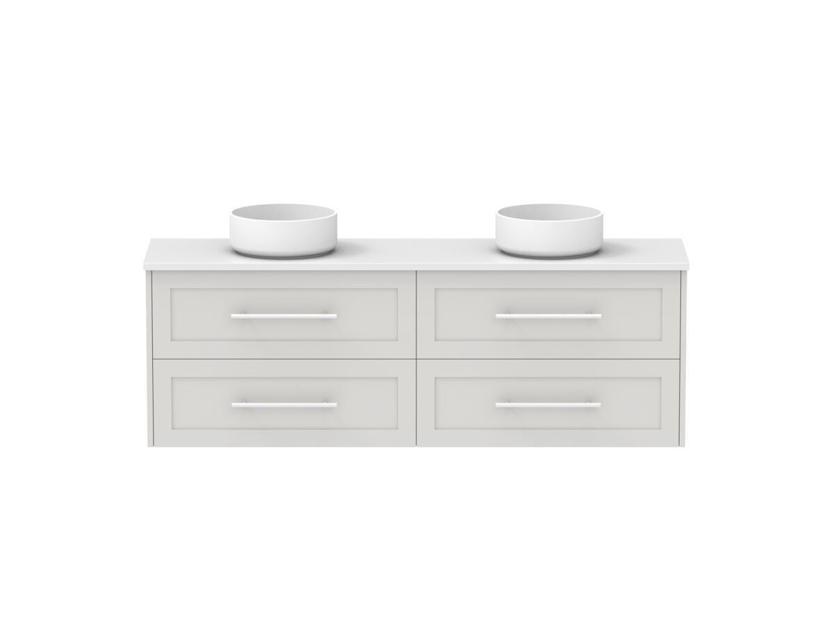 reece Kado Lux Ensuite All Drawer Twin 1500mm Wall Hung Vanity Double Basin 20mm Cherry Pie Top
