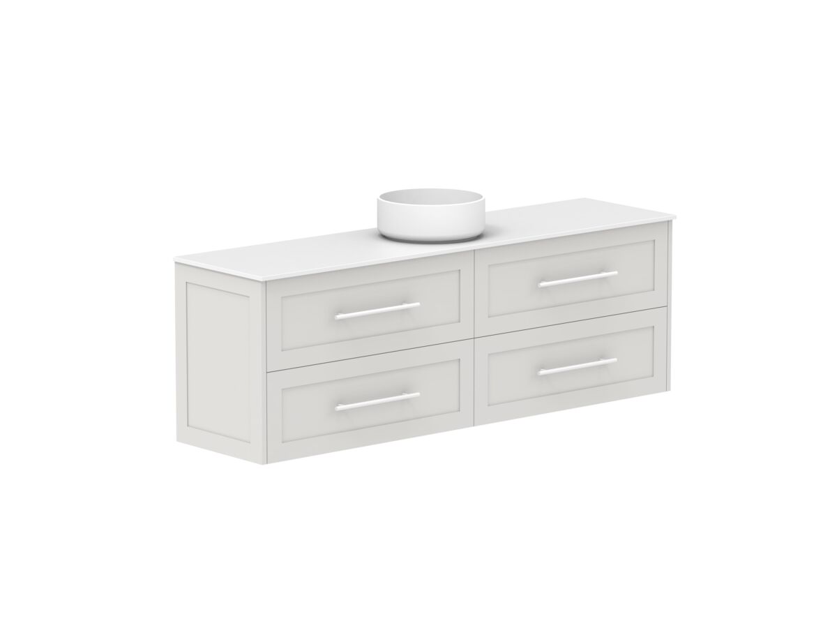 Reece Kado Lux Ensuite All Drawer Twin 1500mm Wall Hung Vanity Centre Basin 12mm Durasein Top