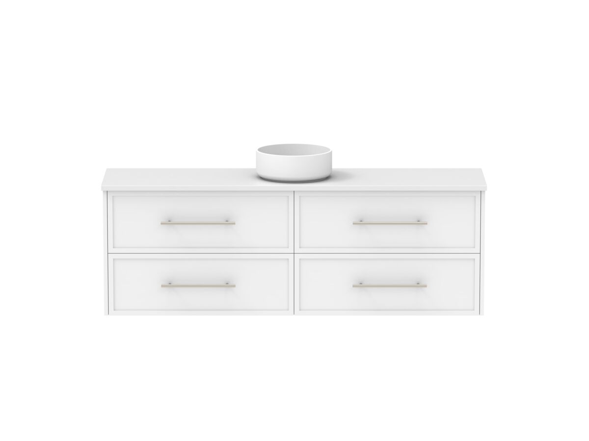 Reece Kado Lux Ensuite All Drawer Twin 1500mm Wall Hung Vanity Centre Basin 20mm Cherry Pie Top