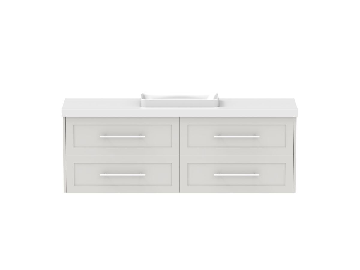 reece Kado Lux Ensuite All Drawer Twin 1500mm Wall Hung Vanity Centre Basin 50mm Cherry Pie Top
