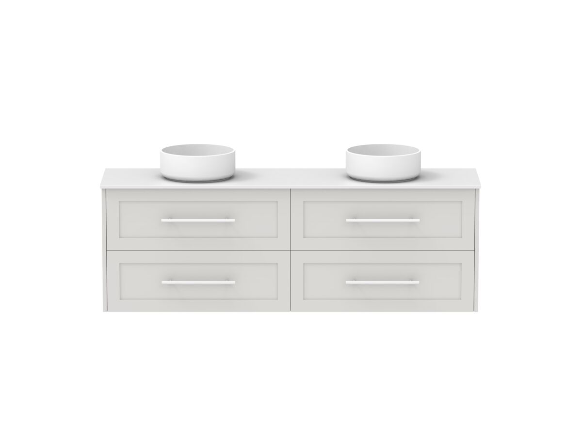 reece Kado Lux Ensuite All Drawer Twin 1500mm Wall Hung Vanity Double Basin 12mm Durasein Top