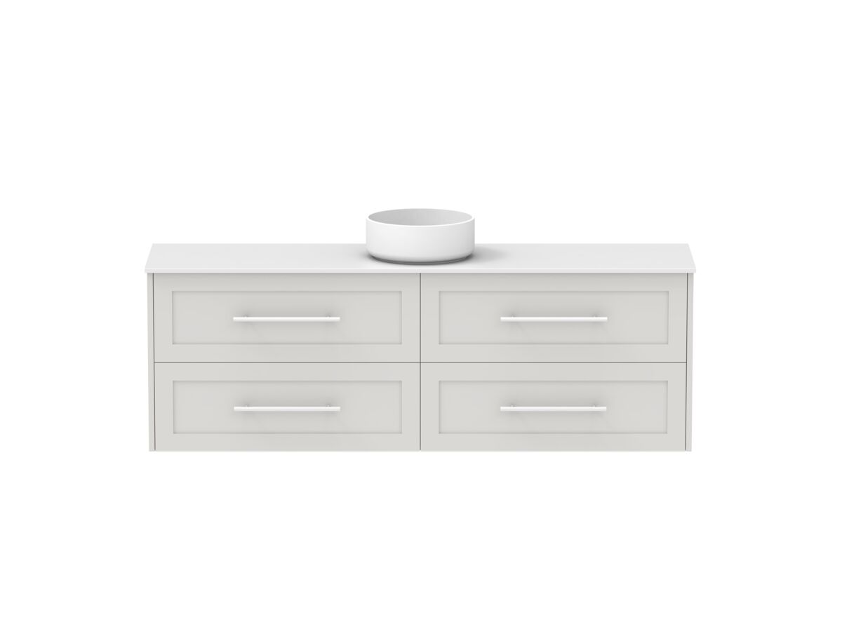 reece Kado Lux Ensuite All Drawer Twin 1500mm Wall Hung Vanity Centre Basin 12mm Durasein Top