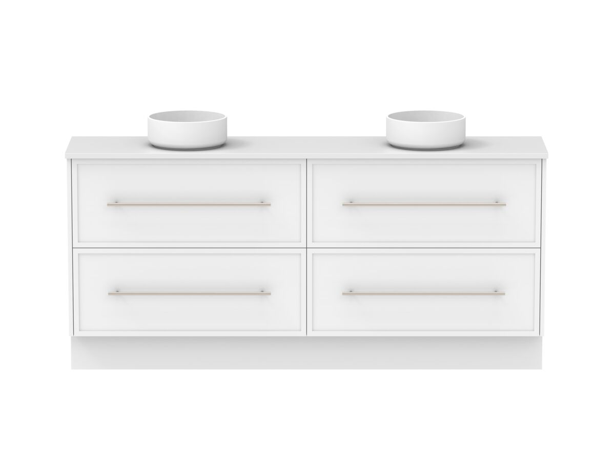 Reece Kado Lux Ensuite All Drawer Twin 1800mm Floor Mounted Vanity Double Basin 20mm Cherry Pie Top