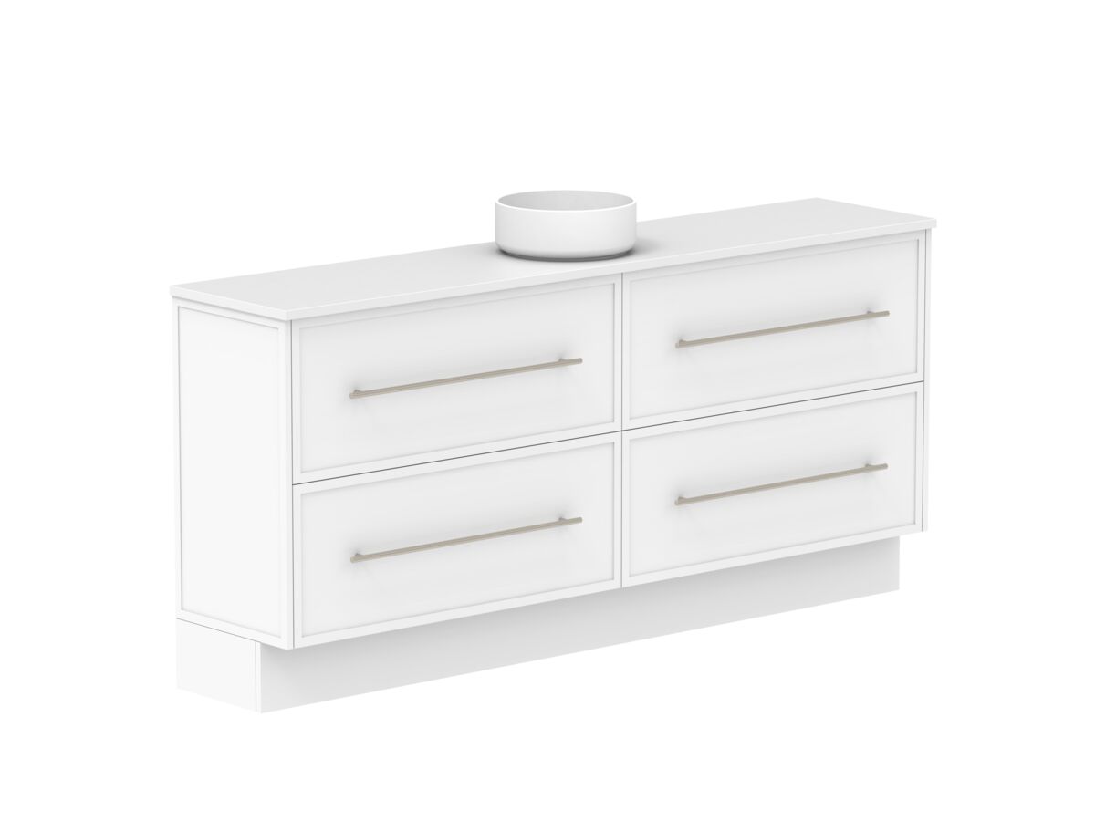 Reece Kado Lux Ensuite All Drawer Twin 1800mm Floor Mounted Vanity Centre Basin 20mm Cherry Pie Top