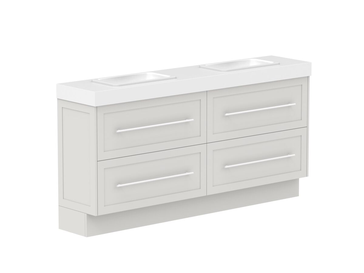 Reece Kado Lux Ensuite All Drawer Twin 1800mm Floor Mounted Vanity Double Basin 90mm Cherry Pie Top