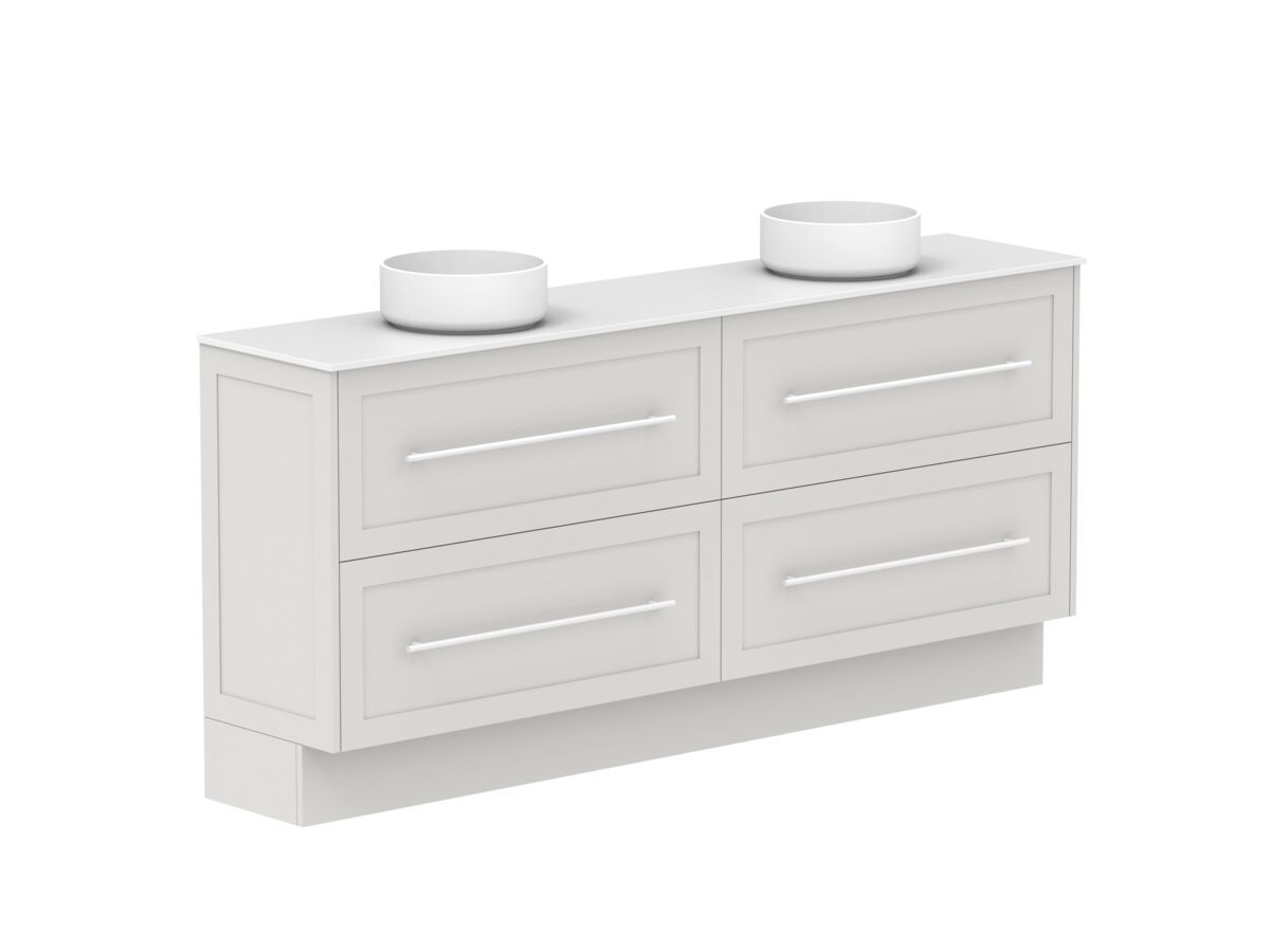Reece Kado Lux Ensuite All Drawer Twin 1800mm Floor Mounted Vanity Double Basin 12mm Durasein Top