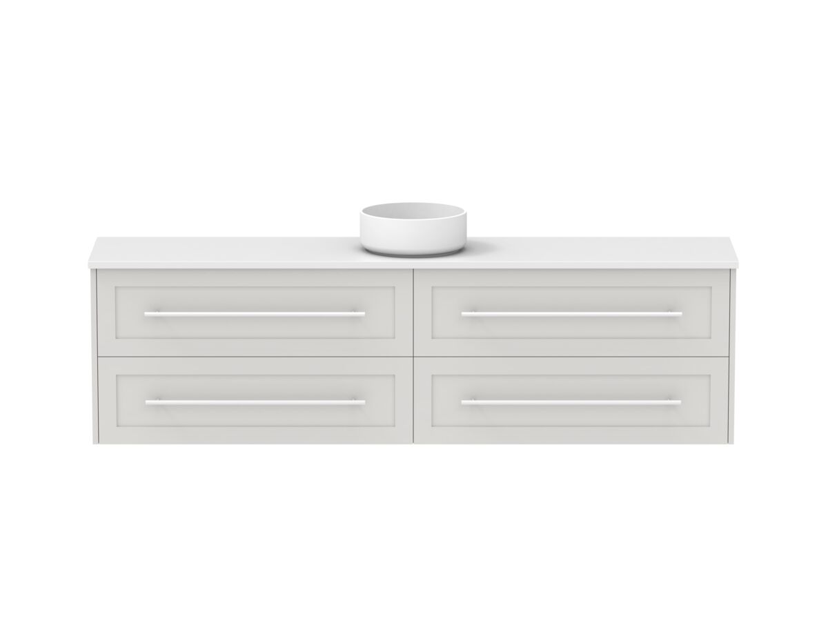 reece Kado Lux Ensuite All Drawer Twin 1800mm Wall Hung Vanity Centre Basin 20mm Cherry Pie Top