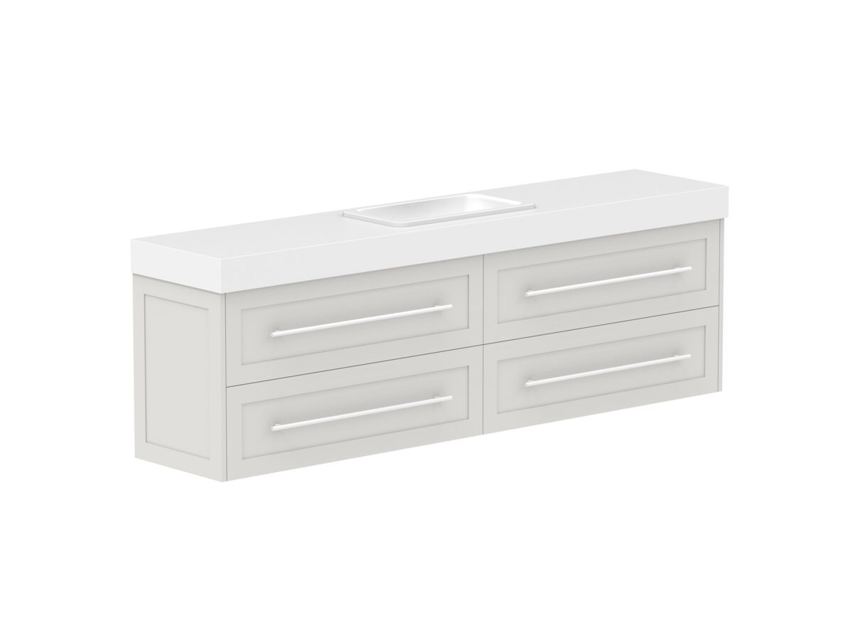 Reece Kado Lux Ensuite All Drawer Twin 1800mm Wall Hung Vanity Centre Basin 90mm Cherry Pie Top