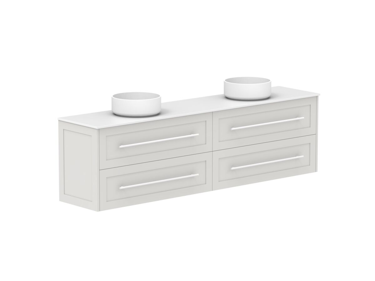 Reece Kado Lux Ensuite All Drawer Twin 1800mm Wall Hung Vanity Double Basin 12mm Durasein Top