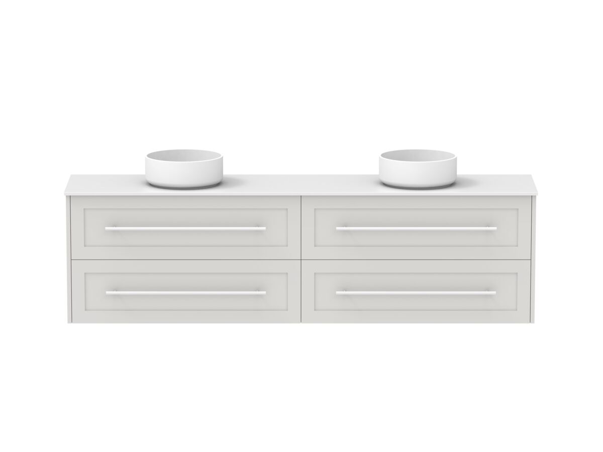 reece Kado Lux Ensuite All Drawer Twin 1800mm Wall Hung Vanity Double Basin 12mm Durasein Top