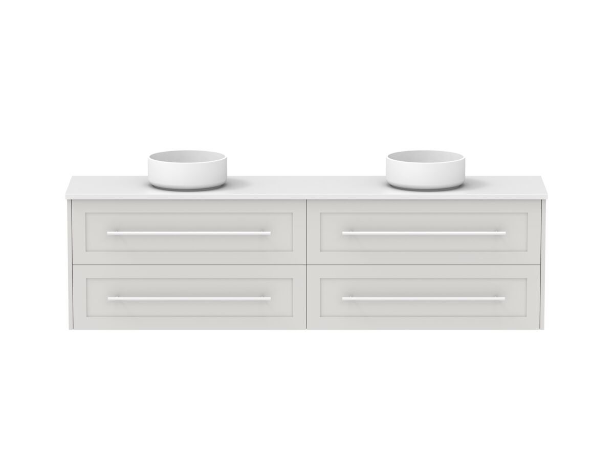reece Kado Lux Ensuite All Drawer Twin 1800mm Wall Hung Vanity Double Basin 20mm Cherry Pie Top