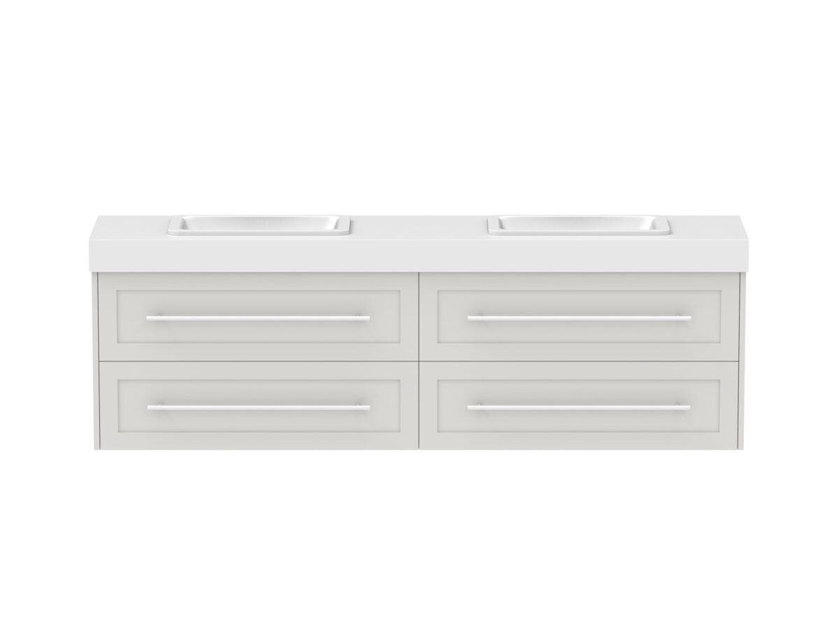 reece Kado Lux Ensuite All Drawer Twin 1800mm Wall Hung Vanity Double Basin 90mm Cherry Pie Top