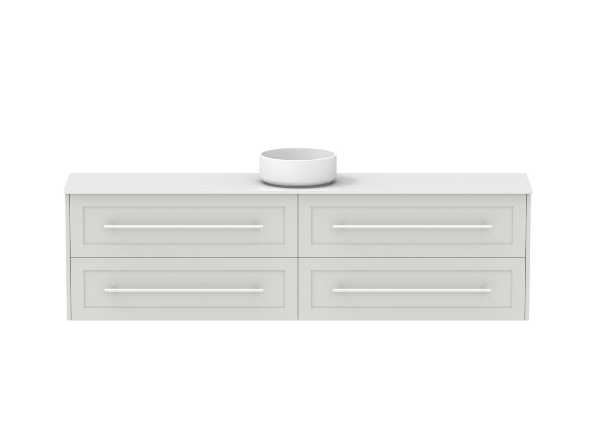 reece Kado Lux Ensuite All Drawer Twin 1800mm Wall Hung Vanity Centre Basin 12mm Durasein Top