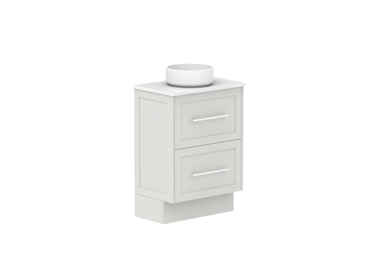 Reece Kado Lux Ensuite All Drawer Twin 600mm Floor Mounted Vanity Centre Basin 20mm Cherry Pie Top