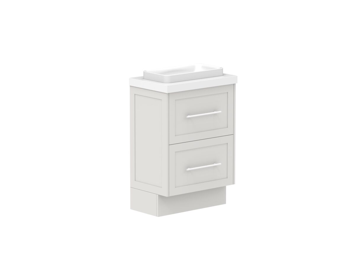 Reece Kado Lux Ensuite All Drawer Twin 600mm Floor Mounted Vanity Centre Basin 50mm Cherry Pie Top