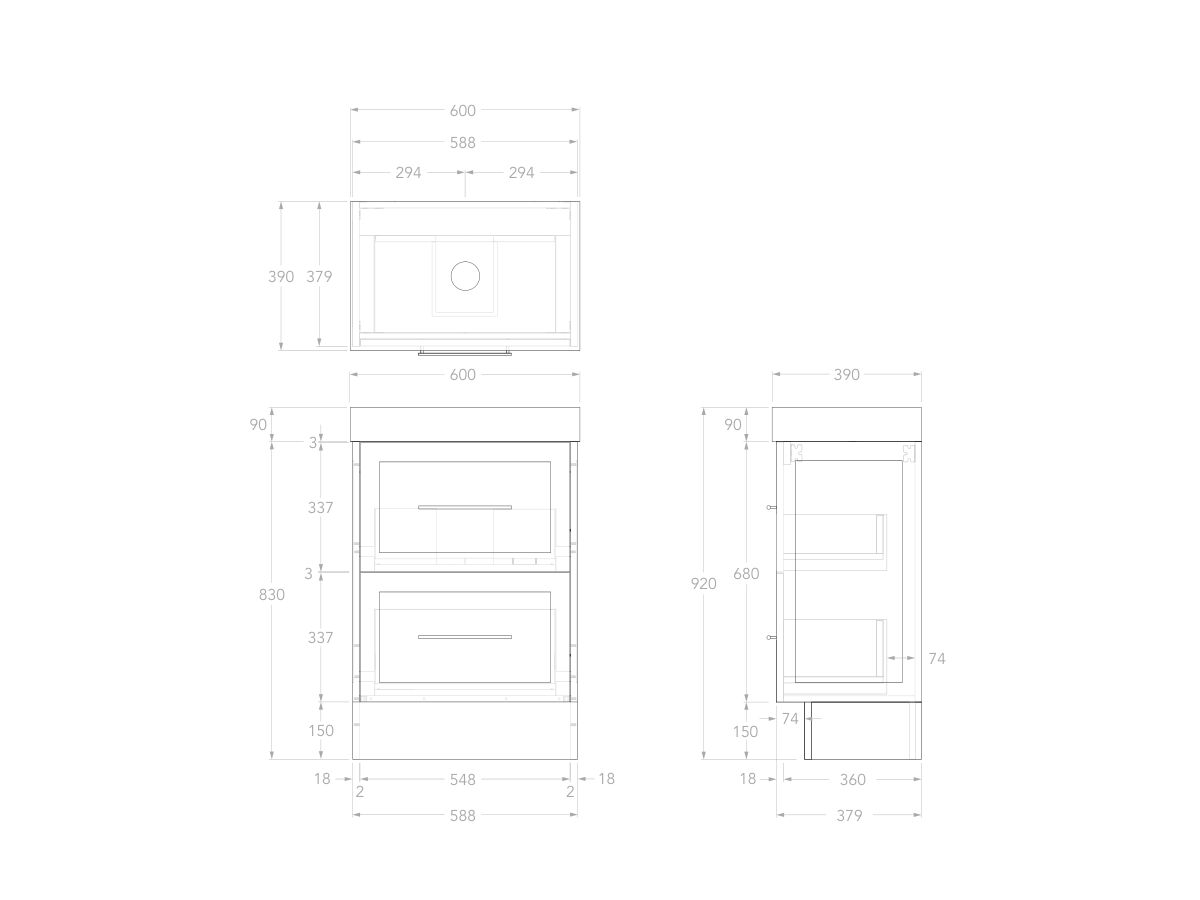 Reece Kado Lux Ensuite All Drawer Twin 600mm Floor Mounted Vanity Centre Basin 90mm Caesarstone Mineral Top