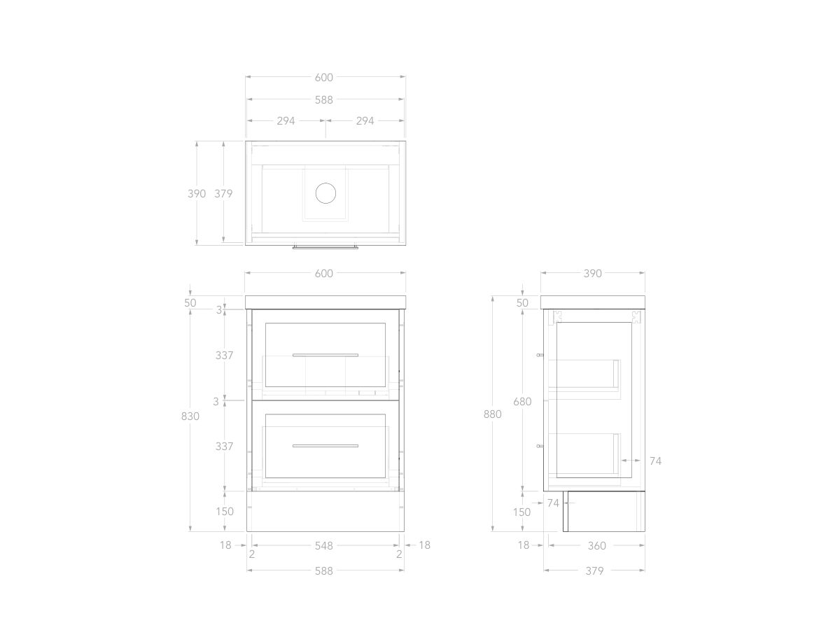 Reece Kado Lux Ensuite All Drawer Twin 600mm Floor Mounted Vanity Centre Basin 50mm Cherry Pie Top