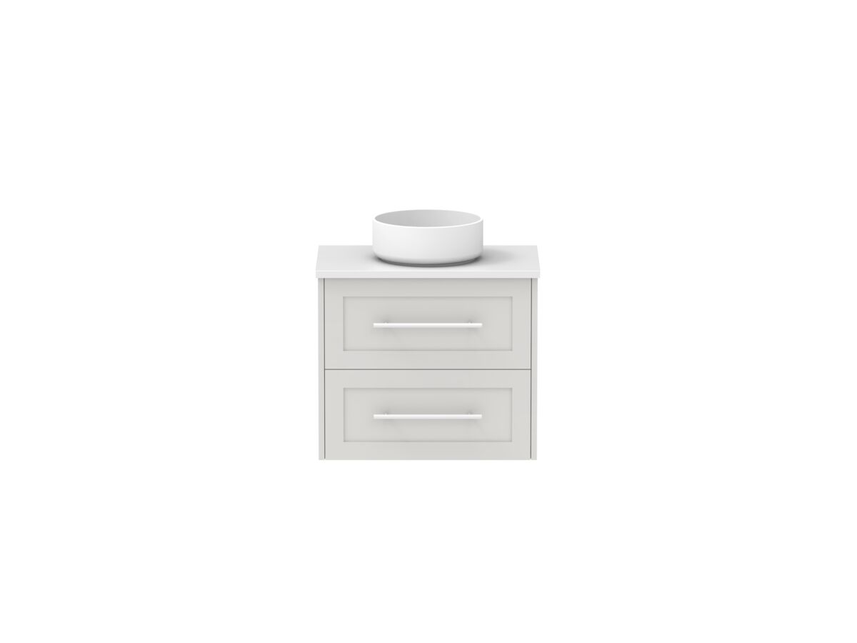 reece Kado Lux Ensuite All Drawer Twin 600mm Wall Hung Vanity Centre Basin 20mm Cherry Pie Top