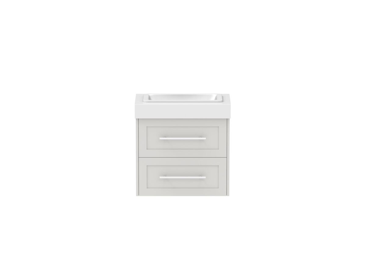 reece Kado Lux Ensuite All Drawer Twin 600mm Wall Hung Vanity Centre Basin 90mm Durasein Top