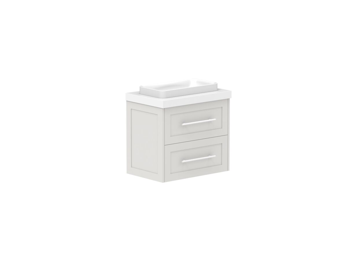 Reece Kado Lux Ensuite All Drawer Twin 600mm Wall Hung Vanity Centre Basin 50mm Cherry Pie Top