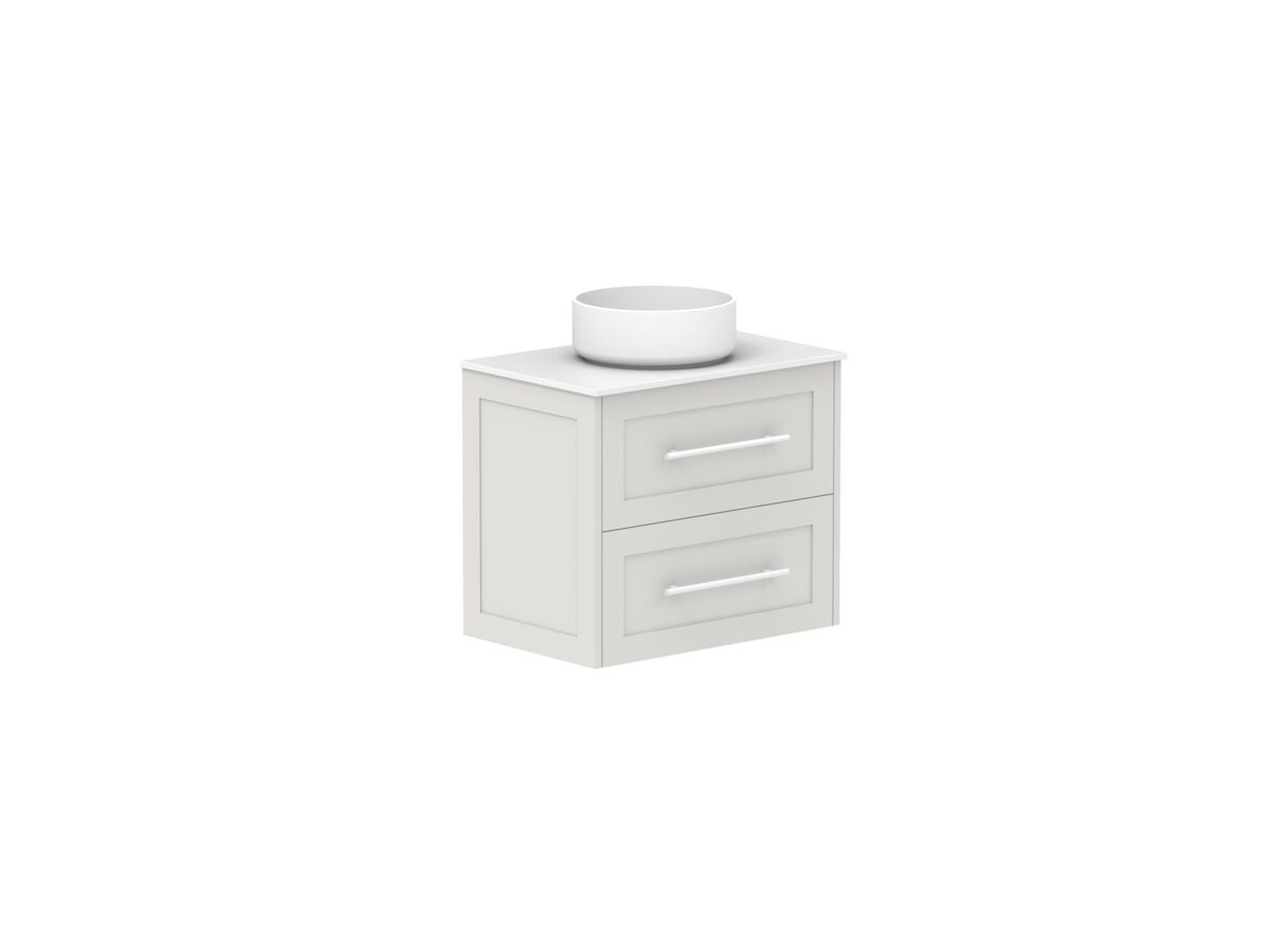 Reece Kado Lux Ensuite All Drawer Twin 600mm Wall Hung Vanity Centre Basin 12mm Durasein Top
