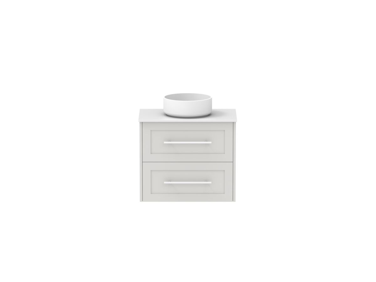 reece Kado Lux Ensuite All Drawer Twin 600mm Wall Hung Vanity Centre Basin 12mm Durasein Top